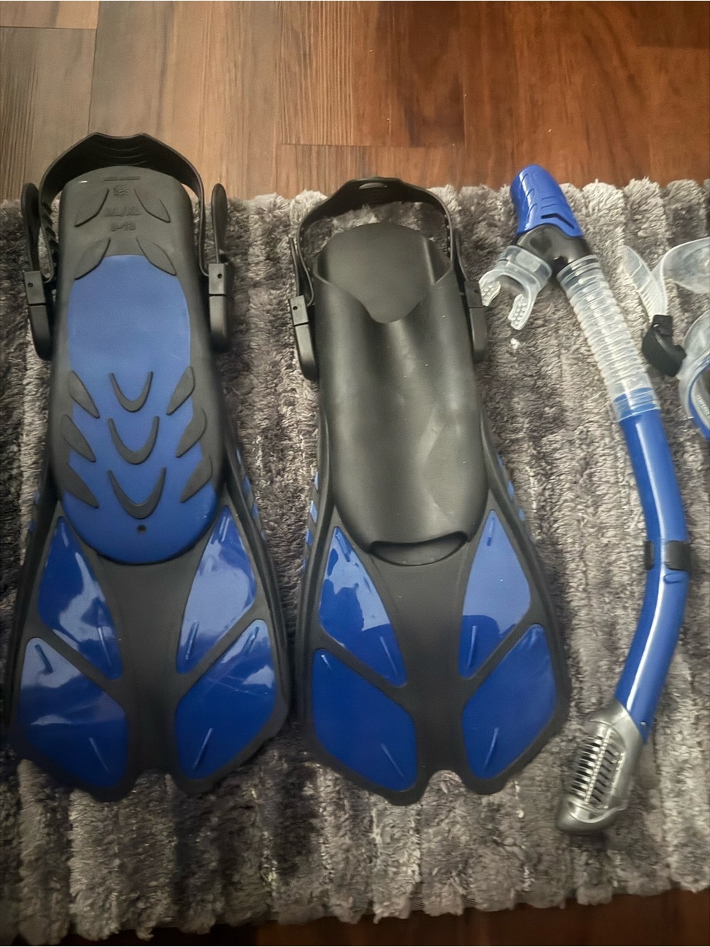 Blue and Black Snorkel Fins and Snorkel Set